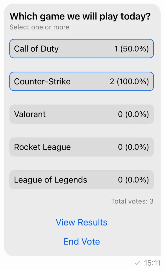 Screenshot showing custom poll option list item view