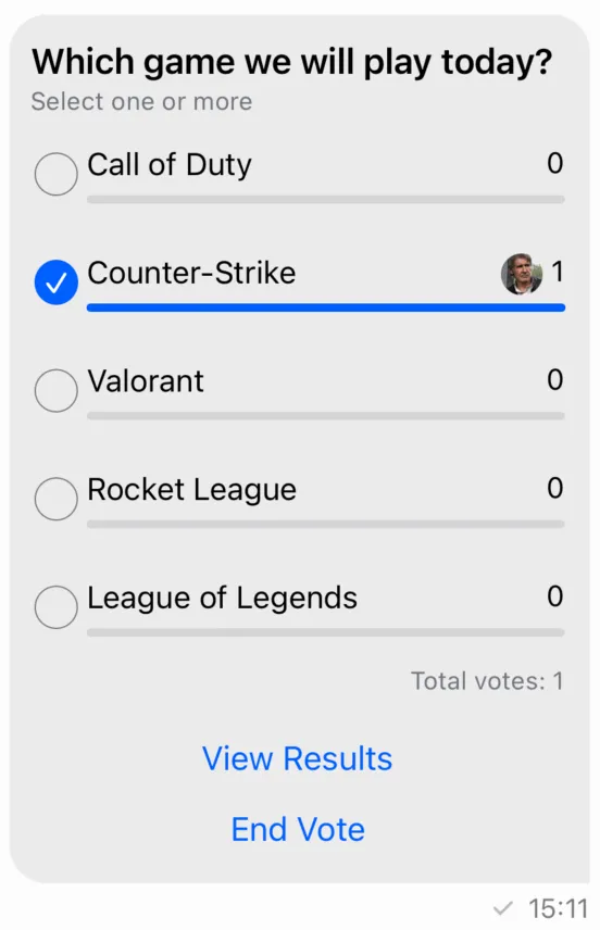 Screenshot showing custom poll attachment view